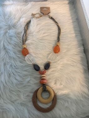 Chico's Beaded Multi Color Adjustable Necklace